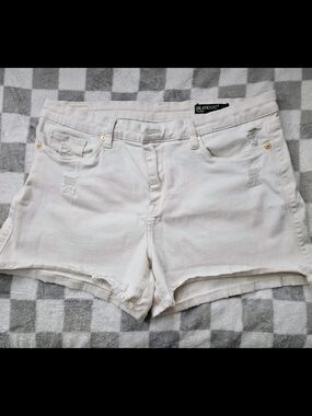 Blank NYC White Distressed Denim Shorts